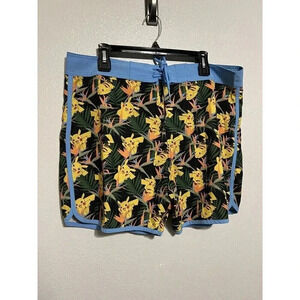 Pokemon Pikachu & Birds Of Paradise Flower Swim Trunks Mens Size Large